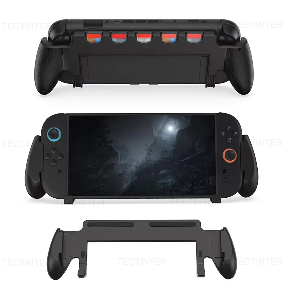Tablet Accessories For Gaming - เคสจับถนัดมือสำหรับนินเทนโดสวิตช์ 2 พร้อมขาตั้งกันลื่นเคสป้องกันพร้อมช่องใส่การ์ดเกม 5 ช่องสำหรับอุปกรณ์เสริมสวิตช์ 2