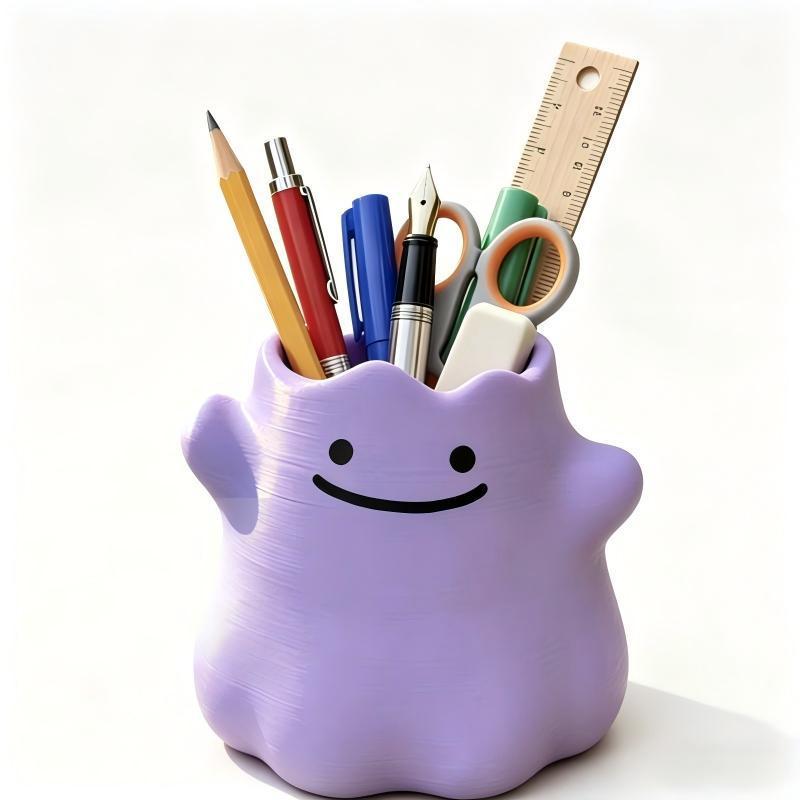 Case With Pencil Holder - ที่ใส่ปากกาโปเกมอนดิทโต กล่องเก็บของสร้างสรรค์ ของตกแต่งโต๊ะทำงาน ที่จัดระเบียบความจุขนาดใหญ่ อุปกรณ์สำนักงานและอุปกรณ์การเรียน