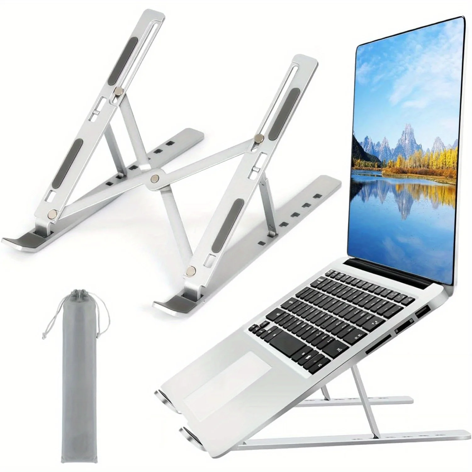 Cooling Stand Tablet - ขาตั้งแล็ปท็อปอะลูมิเนียมแบบปรับได้ - ความสูง 6 ระดับ การออกแบบพับได้
