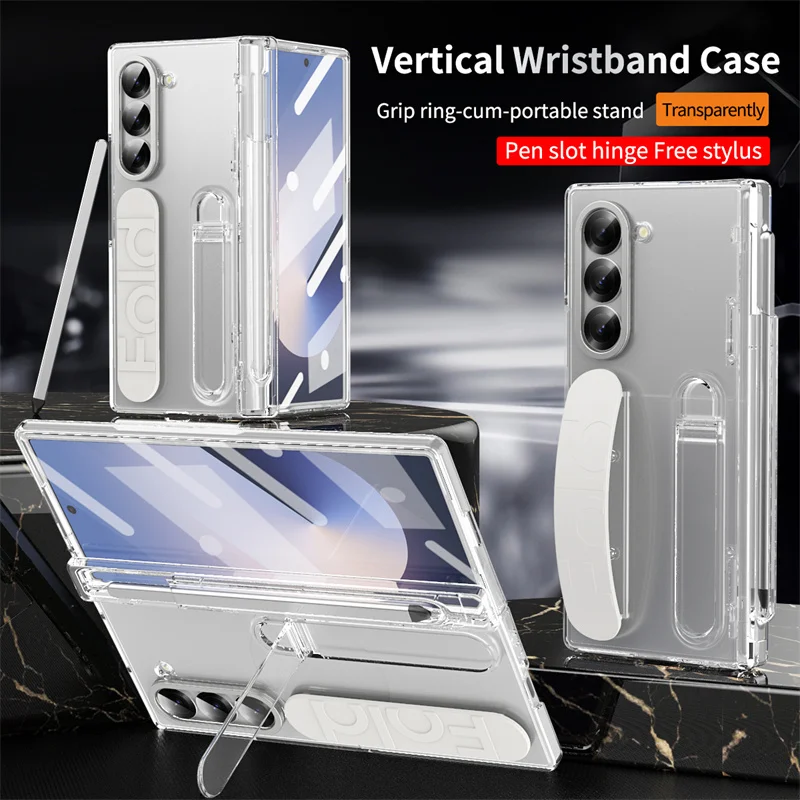 Case With Pencil Holder - เคสโทรศัพท์แบบมีบานพับพร้อมที่ใส่สายรัดข้อมือสุดหรูสำหรับ Samsung Galaxy Z Fold 7