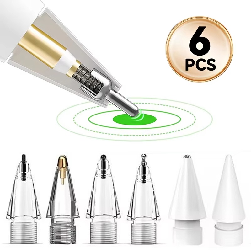 Stylus Replacement Tip - หัวปากกาสำรอง 6 ชิ้นสำหรับ Apple Pencil รุ่นที่