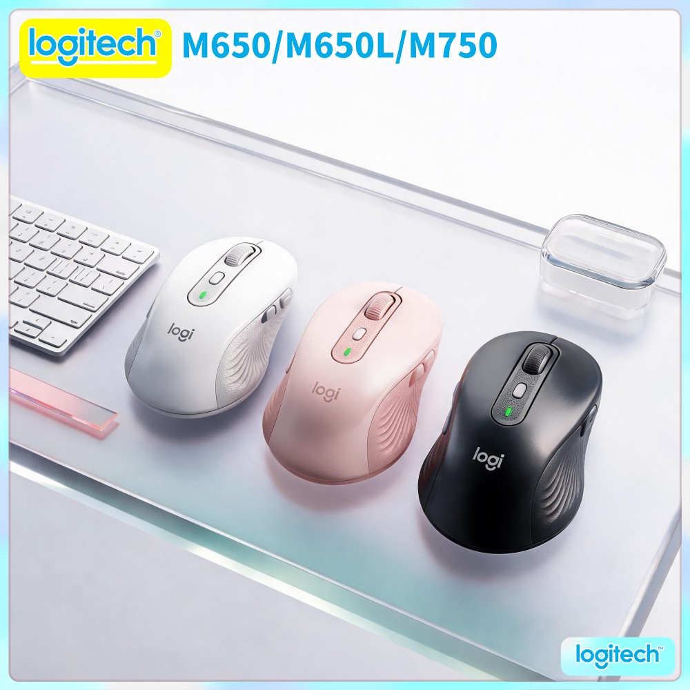 Logitech Tablet Accessories - เมาส์บลูทูธ M750 แบบเงียบ คลิกเงียบ พร้อมล้อเลื่อนอัจฉริยะ ผลิตจากวัสดุรีไซเคิล
