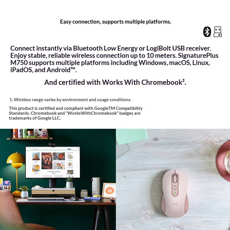 เมาส์บลูทูธ M750 แบบเงียบ คลิก - Logitech Tablet Accessories บทวิจารณ์และราคา